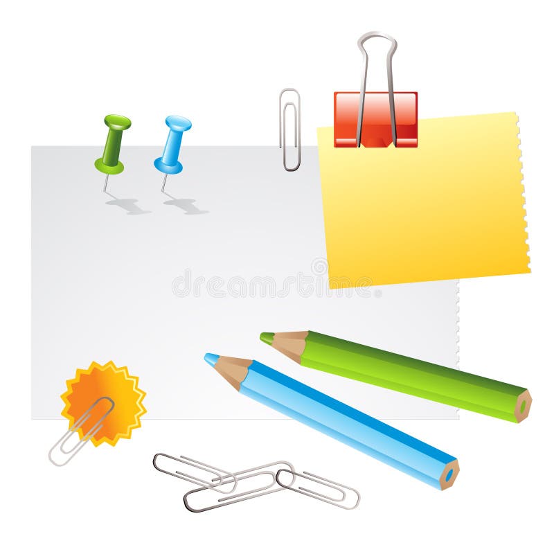 Office supplies on white background vector illustration. Office supplies on white background vector illustration