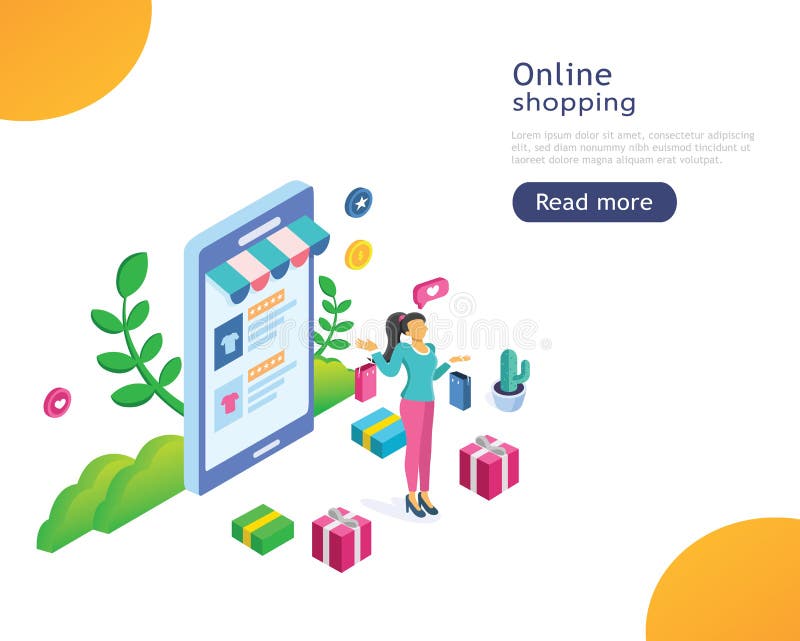 Προσγειωμένος πρότυπο σελίδων on-line να ψωνίσει r διανυσματική απεικόνιση Προσγειωμένος πρότυπο σελίδων on-line να ψωνίσει r διανυσματική απεικόνιση