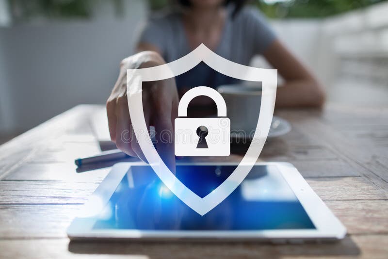 Προστασία Cyber, προστασία δεδομένων, ασφάλεια πληροφοριών και κρυπτογράφηση τεχνολογία Διαδικτύου και επιχειρησιακή έννοια στοκ εικόνες