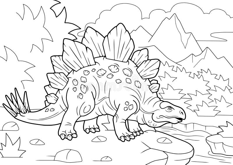 προϊστορικός stegosaurus dinosaur χρωματισμός αστεία απεικόνιση διανυσματική απεικόνιση