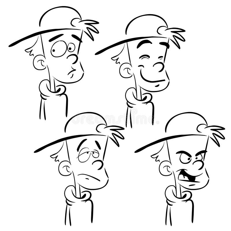 Boy with four facial and emotional expressions. Boy with four facial and emotional expressions