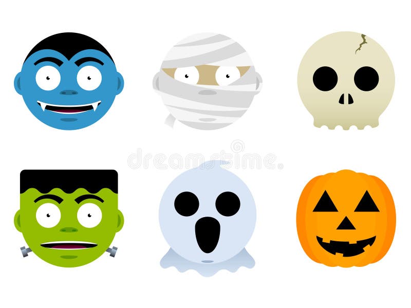 A set of six classic monster faces for halloween. A set of six classic monster faces for halloween.