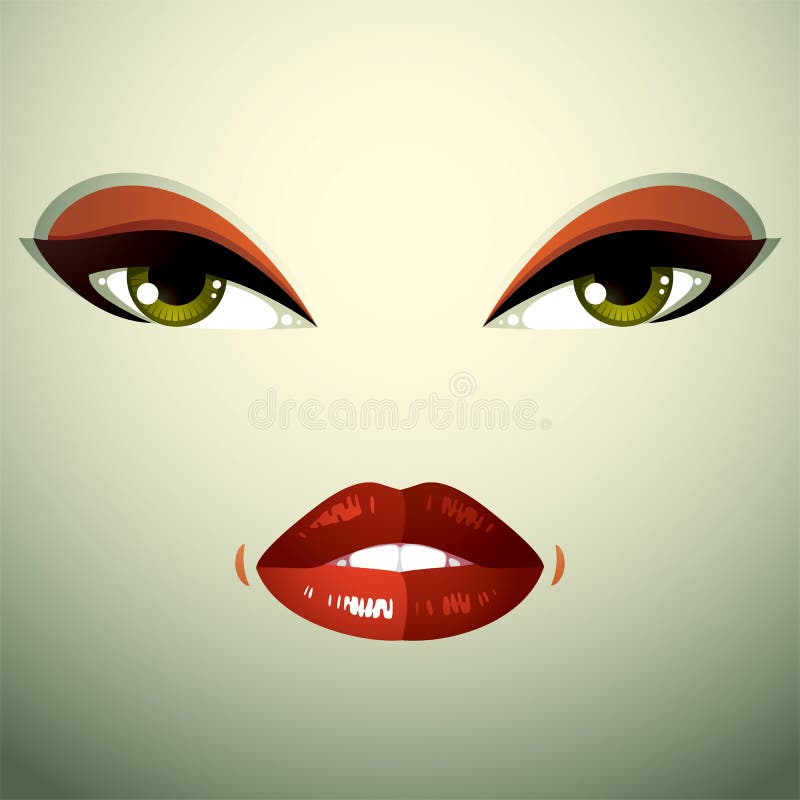 Πρόσωπο makeup, χείλια και μάτια μιας ελκυστικής γυναίκας που επιδεικνύει το ANG ελεύθερη απεικόνιση δικαιώματος
