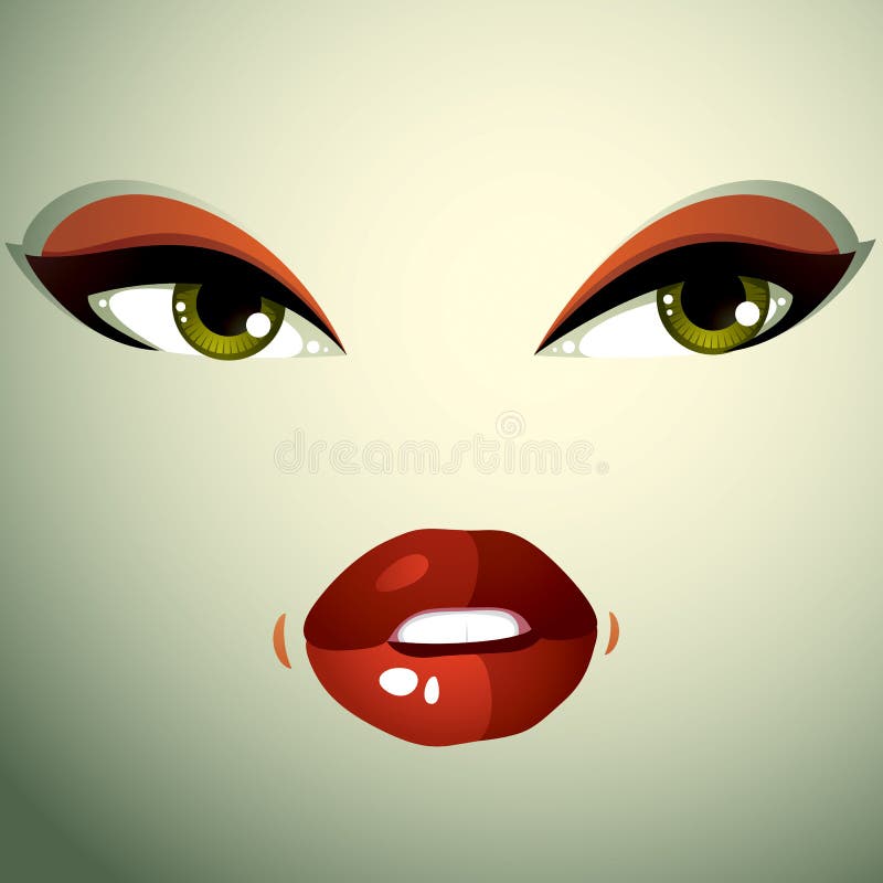 Πρόσωπο makeup, χείλια και μάτια μιας ελκυστικής γυναίκας που επιδεικνύει το ANG ελεύθερη απεικόνιση δικαιώματος