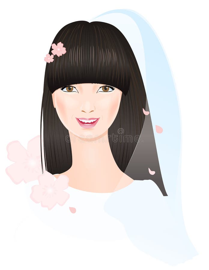 Portrait of beautiful bride with flowers. Vector. Portrait of beautiful bride with flowers. Vector