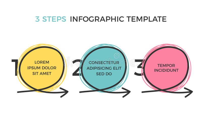 Infographic template with three elements for your text with hand circles and arrows, vector eps10 illustration. Infographic template with three elements for your text with hand circles and arrows, vector eps10 illustration