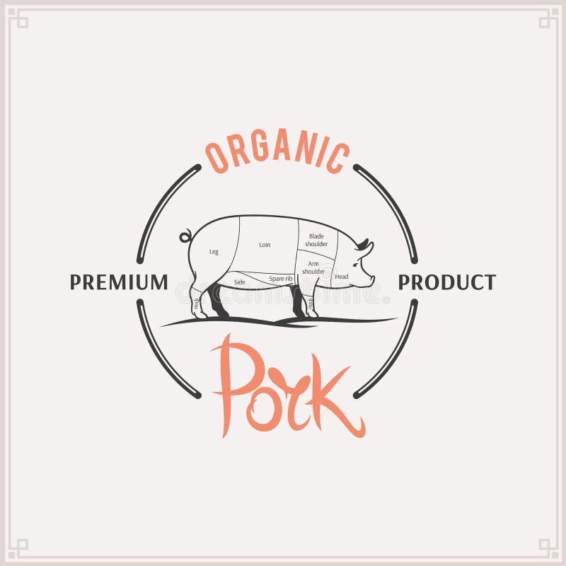 Vintage butchery label template and pork cuts diagram. Can be used for menu, advertisement, banner, placard etc. Vintage butchery label template and pork cuts diagram. Can be used for menu, advertisement, banner, placard etc.