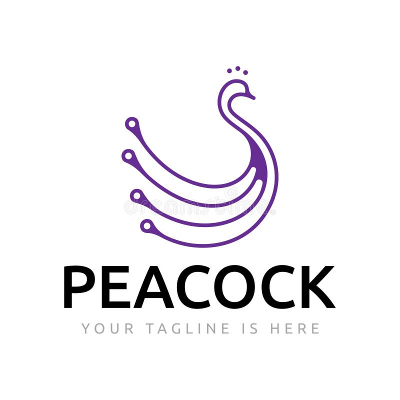 Πρότυπο λογότυπου γραμμής θέσης για πτηνά Peacock με καρφίτσα χάρτη απεικόνιση αποθεμάτων