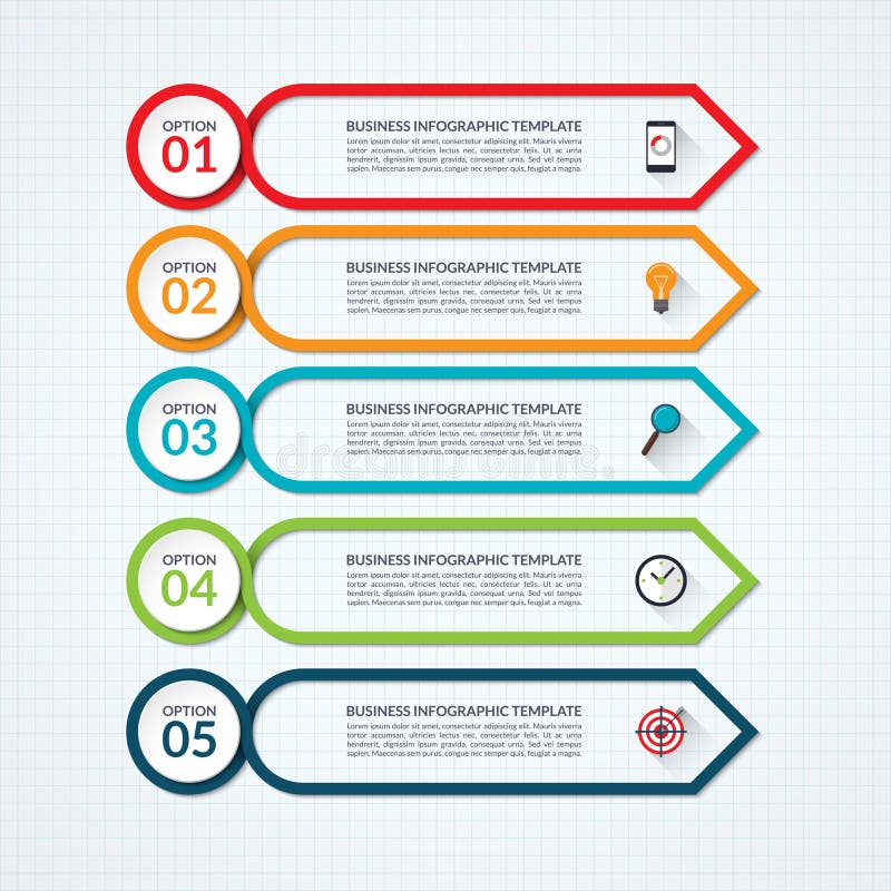 Πρότυπο σχεδίου βελών Infographic με 5 επιλογές διανυσματική απεικόνιση Πρότυπο σχεδίου βελών Infographic με 5 επιλογές διανυσματική απεικόνιση