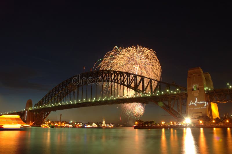 New Year celebration. Fireworks over the Sydney Harbour Bridge. New Year celebration. Fireworks over the Sydney Harbour Bridge.