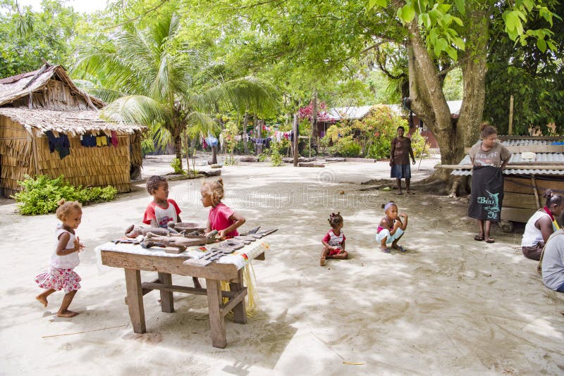 Women and children waiting for tourists on Solomon Islands. Women and children waiting for tourists on Solomon Islands