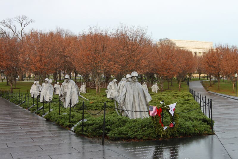 The triangular Field of Service is part of the Korean War Memorial located in Washington, DC to commemorate Americans who served in the Korean War and is a major yearly tourist attraction. The triangular Field of Service is part of the Korean War Memorial located in Washington, DC to commemorate Americans who served in the Korean War and is a major yearly tourist attraction