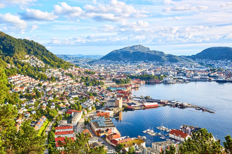 Bergen viewed from mountain in Sandviken, Norway. Bergen viewed from mountain in Sandviken, Norway