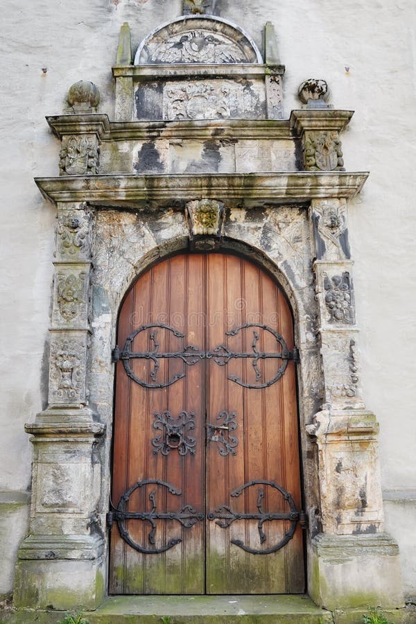 Side door of Korskirken, (Church of the Cross - built year 1150) in Bergen, Norway. Side door of Korskirken, (Church of the Cross - built year 1150) in Bergen, Norway