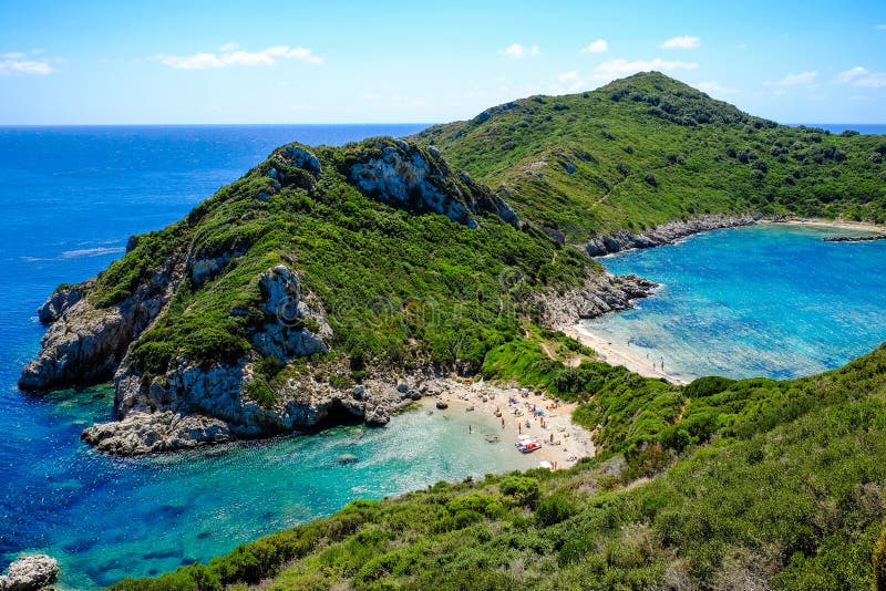 Πόρτο-Timoni, η διασημότερη και όμορφη παραλία στην Κέρκυρα στοκ εικόνα με δικαίωμα ελεύθερης χρήσης
