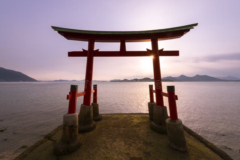 This is a Japanese torii gate of the shrine was erected in the sea. Has a history of several hundred years. This is a Japanese torii gate of the shrine was erected in the sea. Has a history of several hundred years.