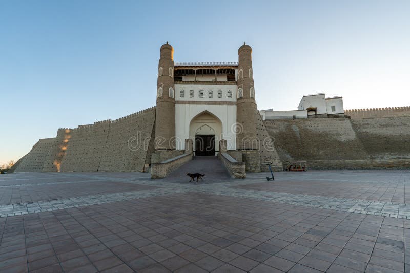 πύλη εισόδου της κιβωτού bukhara ένα αρχαίο μαζικό φρούριο που βρίσκεται στην πόλη bukhara ουζμπεκιστάν στοκ φωτογραφία