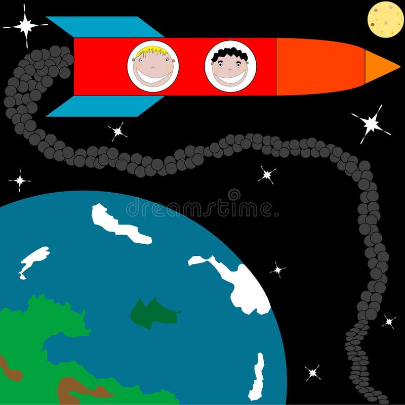 Rocket to the moon, vector art illustration. Rocket to the moon, vector art illustration