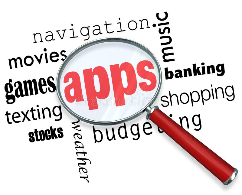 Πώς να βρεί Apps - που ενισχύει - γυαλί διανυσματική απεικόνιση Πώς να βρεί Apps - που ενισχύει - γυαλί διανυσματική απεικόνιση