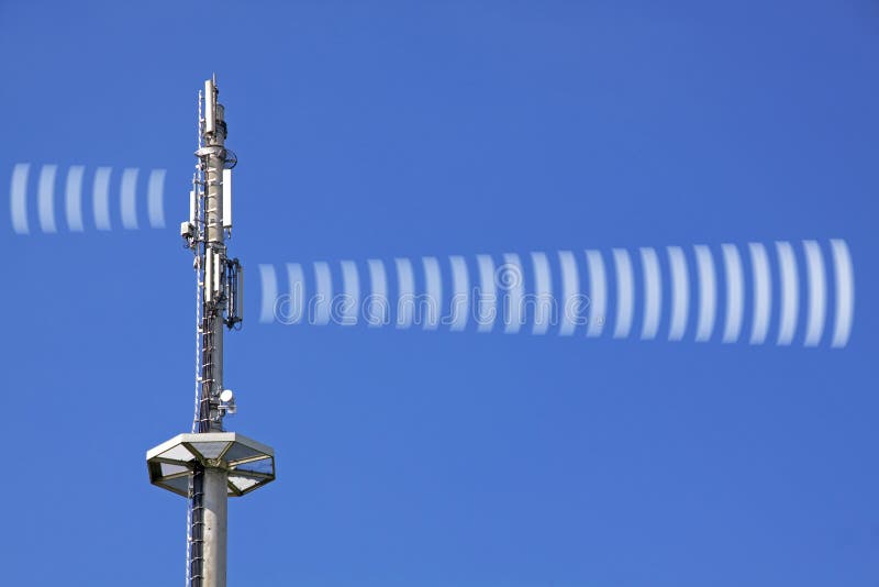 Radio tower with symbolic radiation. Radio tower with symbolic radiation