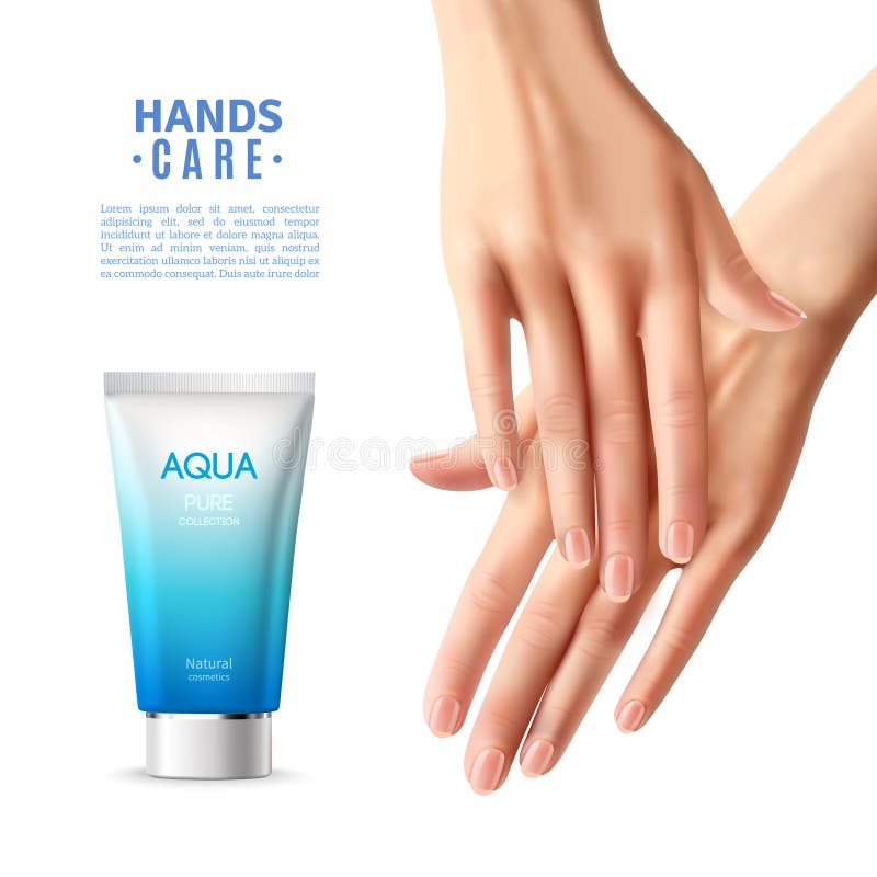 Hand care moisturizing anti age cream for women advertisement realistic informative poster with beautiful fingers vector illustration. Hand care moisturizing anti age cream for women advertisement realistic informative poster with beautiful fingers vector illustration