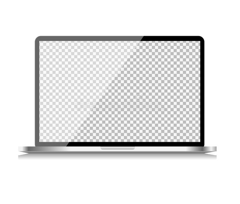 Ρεαλιστικό lap-top υπολογιστών με τη διαφανή ταπετσαρία στην οθόνη στο άσπρο υπόβαθρο επίσης corel σύρετε το διάνυσμα απεικόνισης ελεύθερη απεικόνιση δικαιώματος