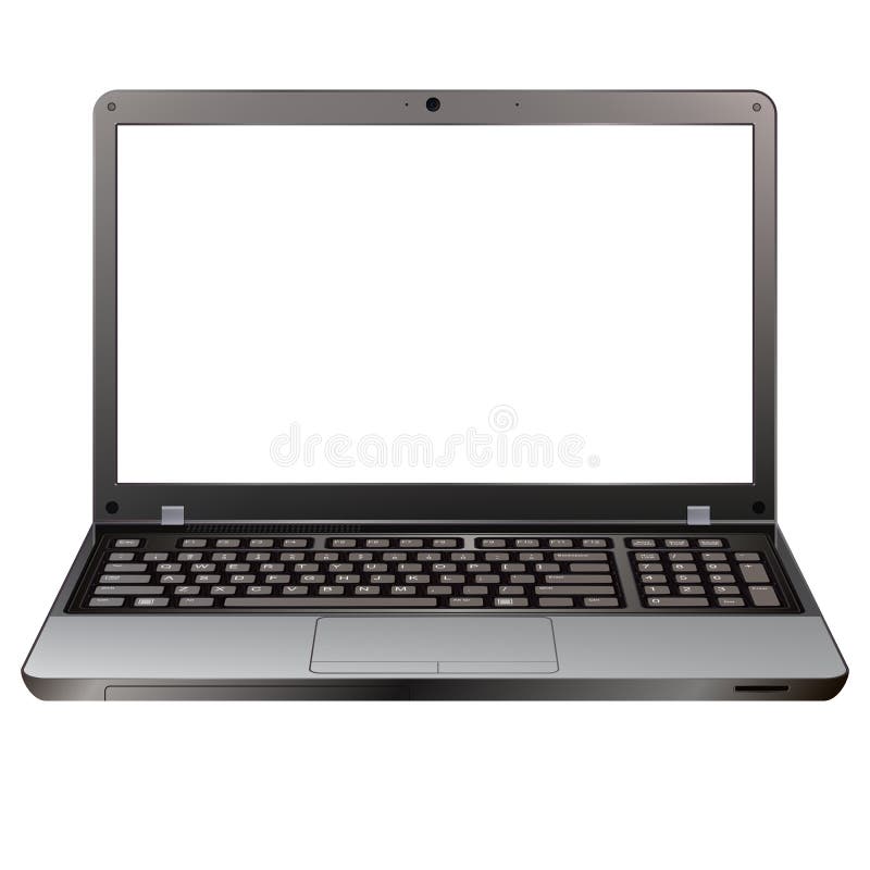 Ρεαλιστικό lap-top φωτογραφιών στο άσπρο υπόβαθρο απεικόνιση αποθεμάτων
