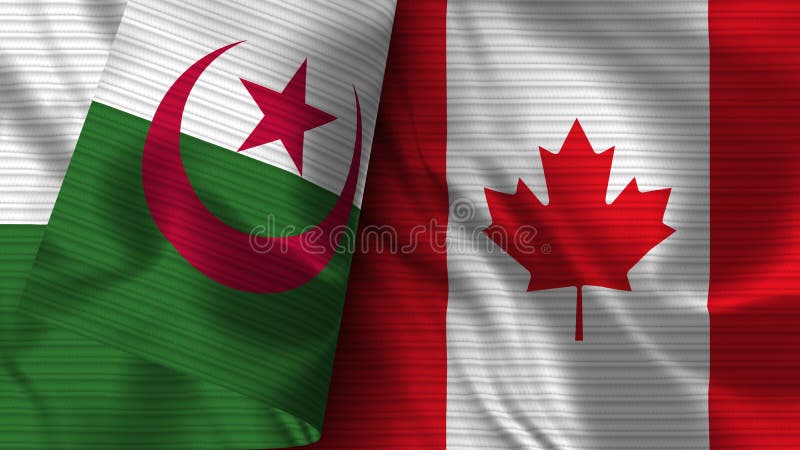 ρεαλιστική απεικόνιση υφής υφάσματος ndash με σημαία καναδά και αλγερίας