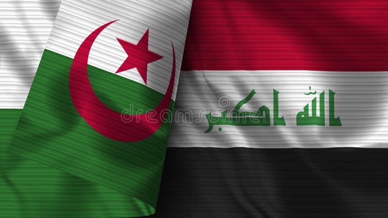 ρεαλιστική απεικόνιση υφής υφής υφάσματος με σημαία, ιράκ και αλγερίας
