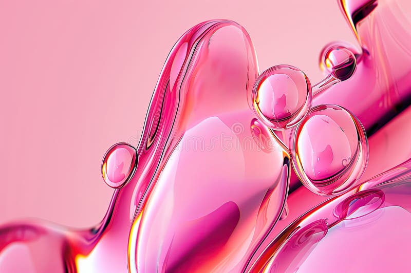 Pink abstract bubbles, liquid texture close up. Bright magenta pink background with copy space. High quality backdrop with space for text, design elements. Beauty, cosmetics, freshness, skincare AI generated. Pink abstract bubbles, liquid texture close up. Bright magenta pink background with copy space. High quality backdrop with space for text, design elements. Beauty, cosmetics, freshness, skincare AI generated