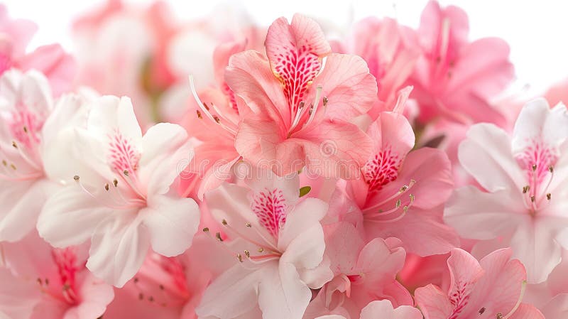 ροζ και λευκό azalea λουλούδια κλείνουν ελεύθερη απεικόνιση δικαιώματος
