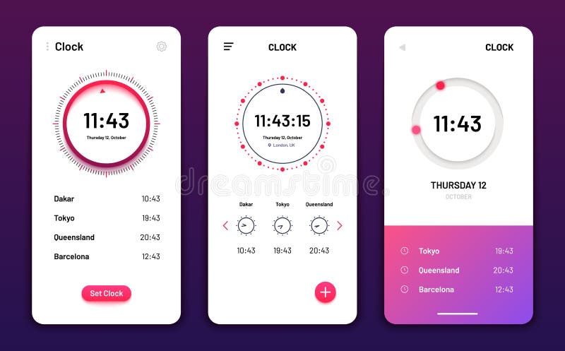 Ρολόι App Ψηφιακή τηλεφωνική εφαρμογή συναγερμών ρολογιών Φουτουριστικά διανυσματικά ενδιάμεσα με τον χρήστη ρολογιών κινητών τηλ διανυσματική απεικόνιση Ρολόι App Ψηφιακή τηλεφωνική εφαρμογή συναγερμών ρολογιών Φουτουριστικά διανυσματικά ενδιάμεσα με τον χρήστη ρολογιών κινητών τηλ διανυσματική απεικόνιση