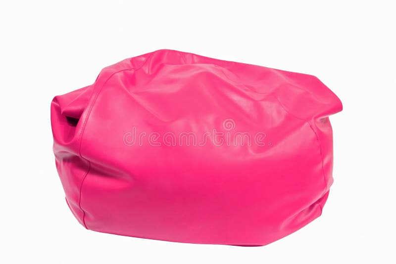 Ρόδινο δέρμα beanbag που απομονώνεται στο λευκό στοκ φωτογραφία