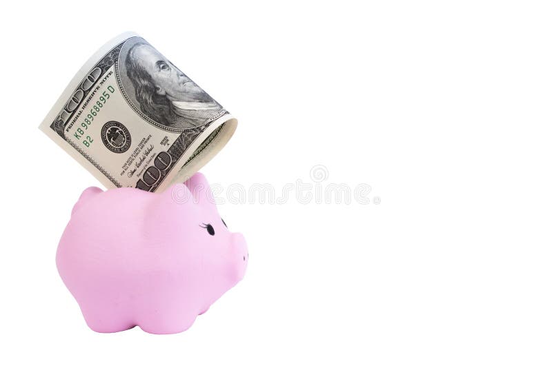 Ρόδινη piggy τράπεζα, δολάρια σε ένα άσπρο υπόβαθρο έννοια αποταμίευσης, ερανικός στοκ εικόνα με δικαίωμα ελεύθερης χρήσης Ρόδινη piggy τράπεζα, δολάρια σε ένα άσπρο υπόβαθρο έννοια αποταμίευσης, ερανικός στοκ εικόνα με δικαίωμα ελεύθερης χρήσης