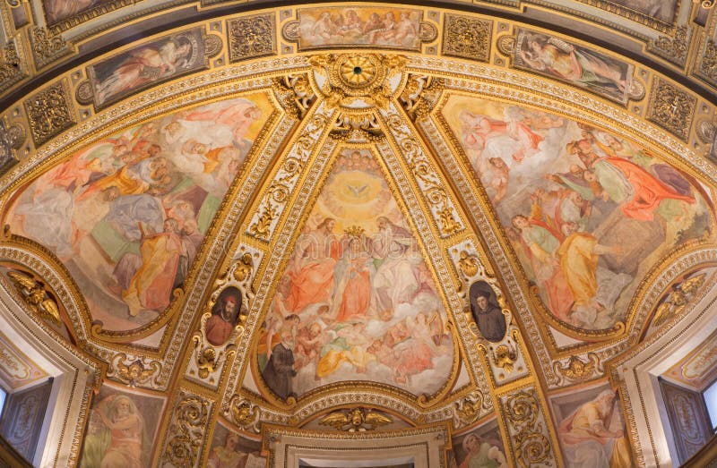 Ρώμη - η νωπογραφία δευτερεύον apse του Al Corso Chiesa SAN Marcello εκκλησιών από το Francesco Salviati (1563) στοκ φωτογραφία Ρώμη - η νωπογραφία δευτερεύον apse του Al Corso Chiesa SAN Marcello εκκλησιών από το Francesco Salviati (1563) στοκ φωτογραφία