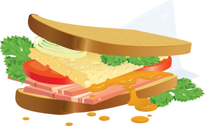 The sandwich prepared during a short break on advertising. A vector illustration. The sandwich prepared during a short break on advertising. A vector illustration