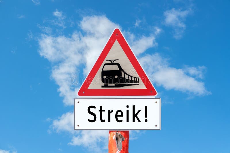 Attention railway strike sign. Attention railway strike sign