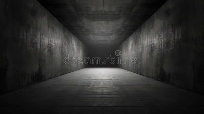 σήραγγα από σκούρο σκυρόδεμα με led λευκό φως υπόγειος διάδρομος απεικόνιση αποθεμάτων
