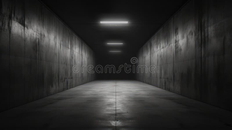 σήραγγα από σκούρο σκυρόδεμα με led λευκό φως υπόγειος διάδρομος απεικόνιση αποθεμάτων