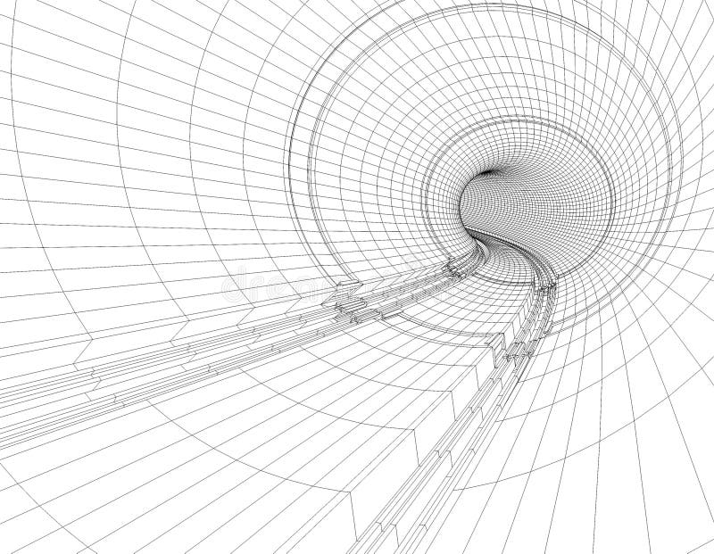 3d illustration of drawing tunnel blueprint. 3d illustration of drawing tunnel blueprint