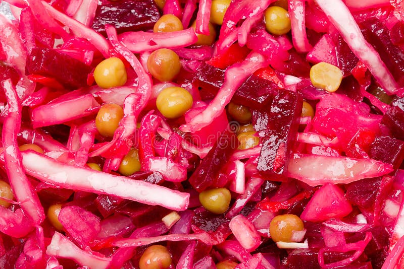 Vinaigrette - Russian salad of beetroot, carrot, potato, cabbage, green peas and olive oil. Vinaigrette - Russian salad of beetroot, carrot, potato, cabbage, green peas and olive oil