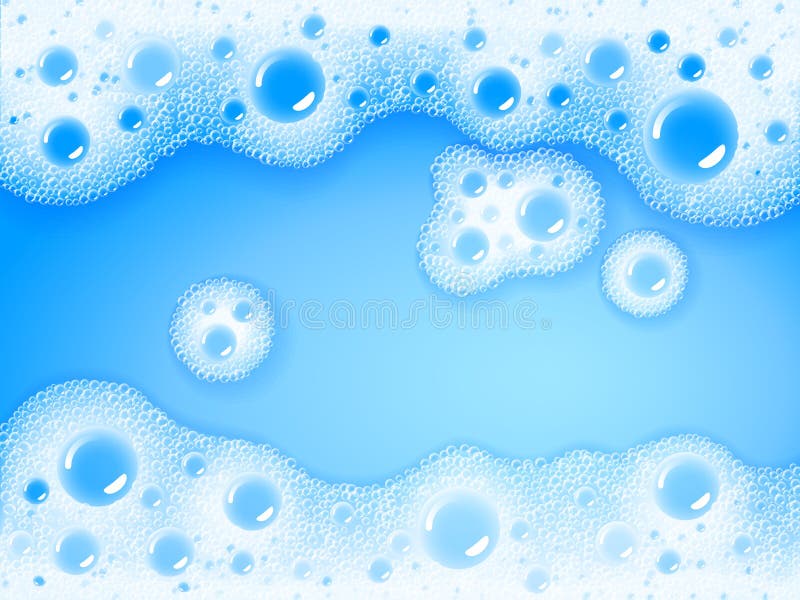 Σαπούνι sud Διανυσματικός διαφανής αφρός στο μπλε υπόβαθρο νερού