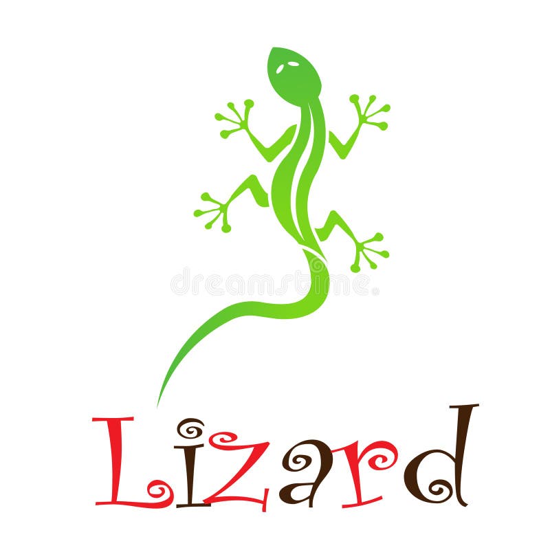 Green lizard with plain body and name. Green lizard with plain body and name