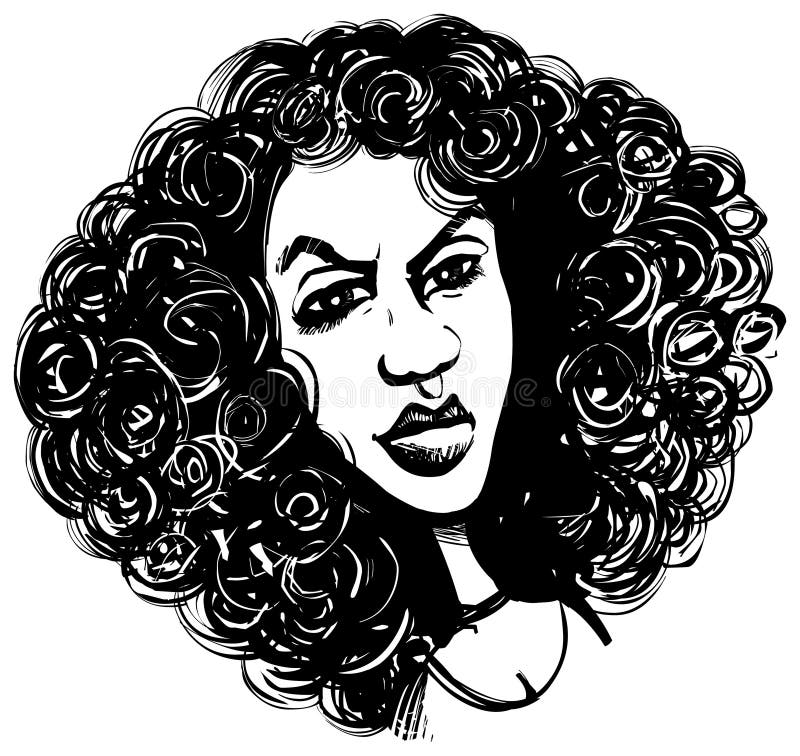 Illustration of Woman with curly hair. Illustration of Woman with curly hair