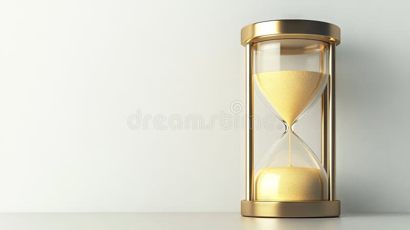 Σε ένα στούντιο με χρυσό φωτισμό, η διακοσμητική χρυσή κλεψύδρα αντιπροσωπεύει το χρόνο καθώς περνάει στοκ φωτογραφία με δικαίωμα ελεύθερης χρήσης