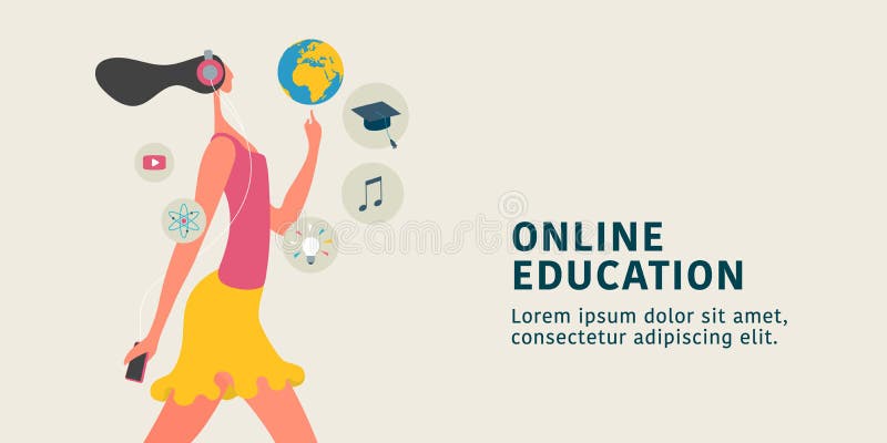 Σε απευθείας σύνδεση διανυσματική απεικόνιση έννοιας εκπαίδευσης Νέα θηλυκή εκμάθηση μέσω της κατάρτισης Διαδικτύου απεικόνιση αποθεμάτων Σε απευθείας σύνδεση διανυσματική απεικόνιση έννοιας εκπαίδευσης Νέα θηλυκή εκμάθηση μέσω της κατάρτισης Διαδικτύου απεικόνιση αποθεμάτων