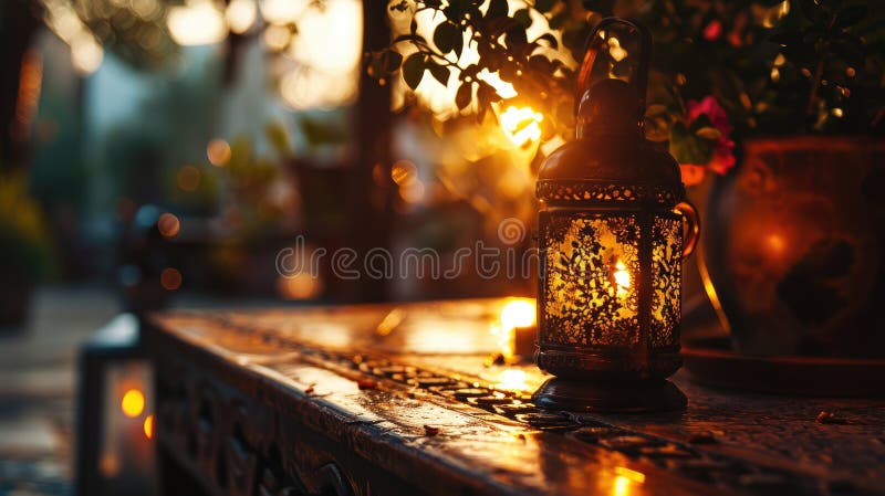 In this evocative image, a radiant Ramadan lantern illuminates the surroundings, symbolizing the holy month&#x27;s spiritual warmth, cultural richness, and festive joy.  AI generated. In this evocative image, a radiant Ramadan lantern illuminates the surroundings, symbolizing the holy month&#x27;s spiritual warmth, cultural richness, and festive joy.  AI generated