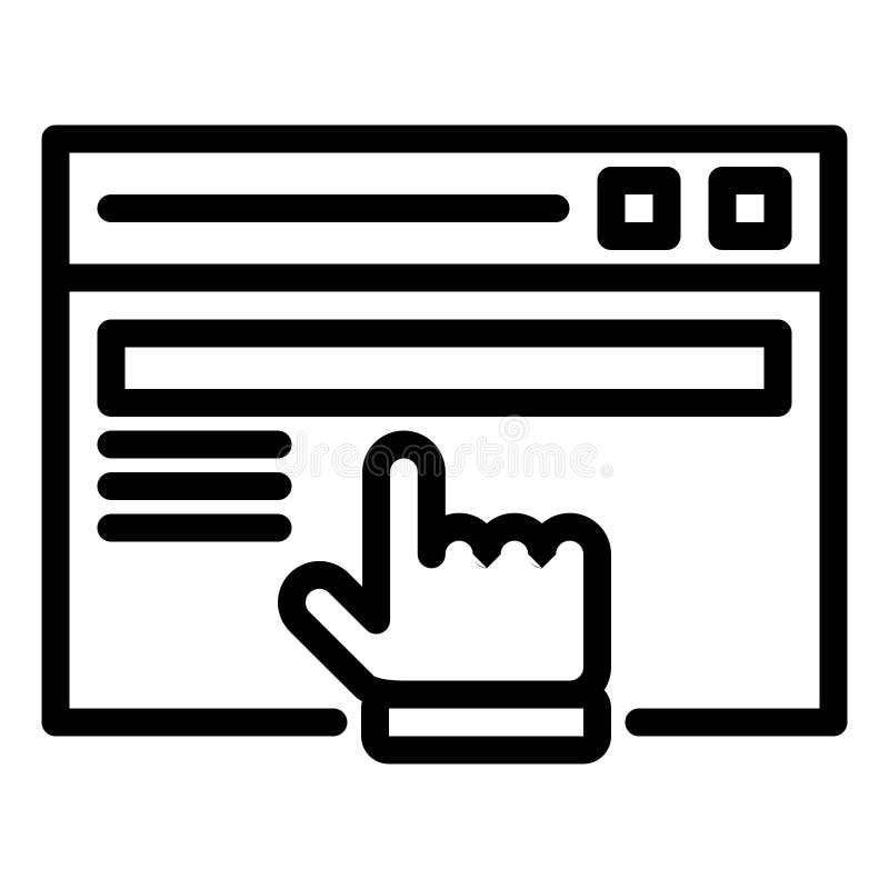 σελίδα web με εικονίδιο στυλ γραμμής δείκτη για την εφαρμογή και την τοποθεσία web στοκ εικόνες