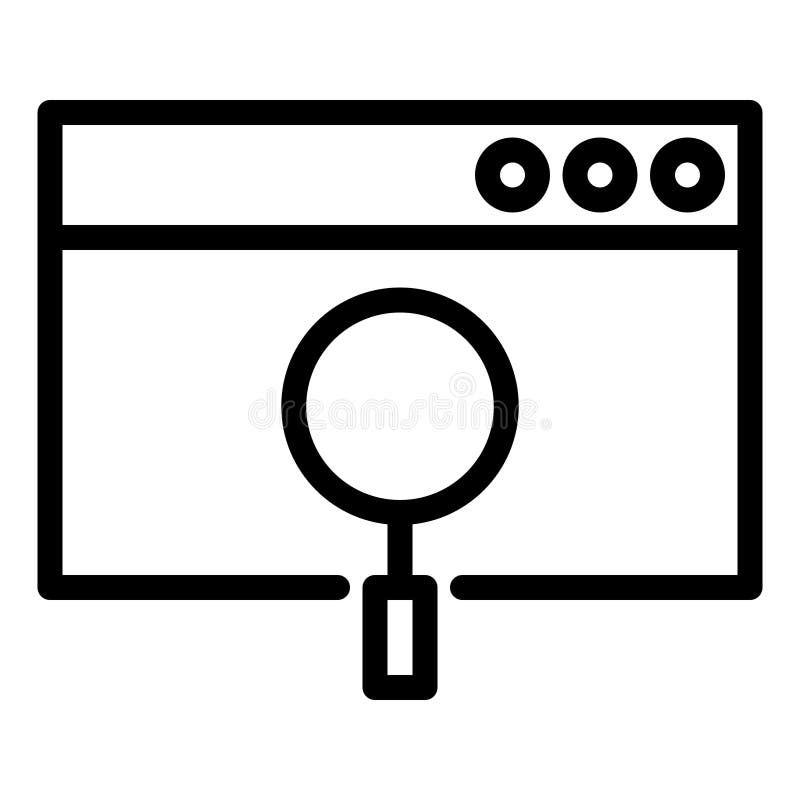 σελίδα web με εικονίδιο στυλ γραμμής μεγέθυνσης για τοποθεσία web στοκ εικόνες