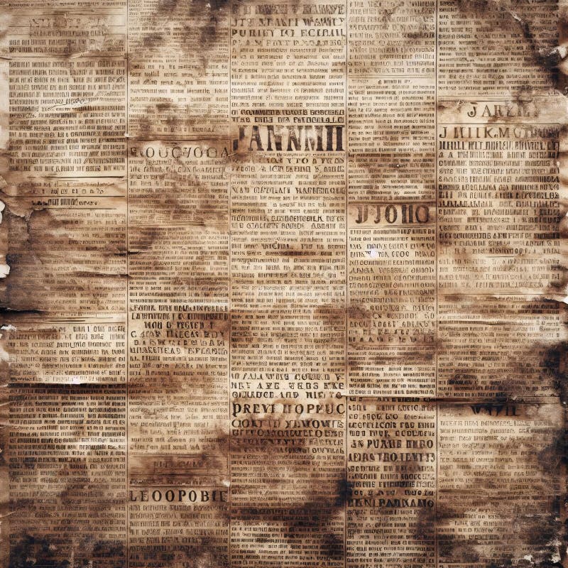 σελίδα εφημερίδας vintage γεμάτη με πολύπλοκο κείμενο και εικόνες. γενική ai.